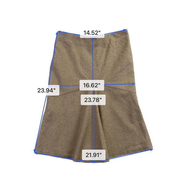 United Colors Of Benetton Women Beige Wool-Blend Flared Skirt Size 38 