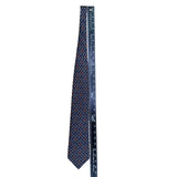 Bacardi Mens Blue Pure Silk Chain & Red Bat Icon Necktie Patterned