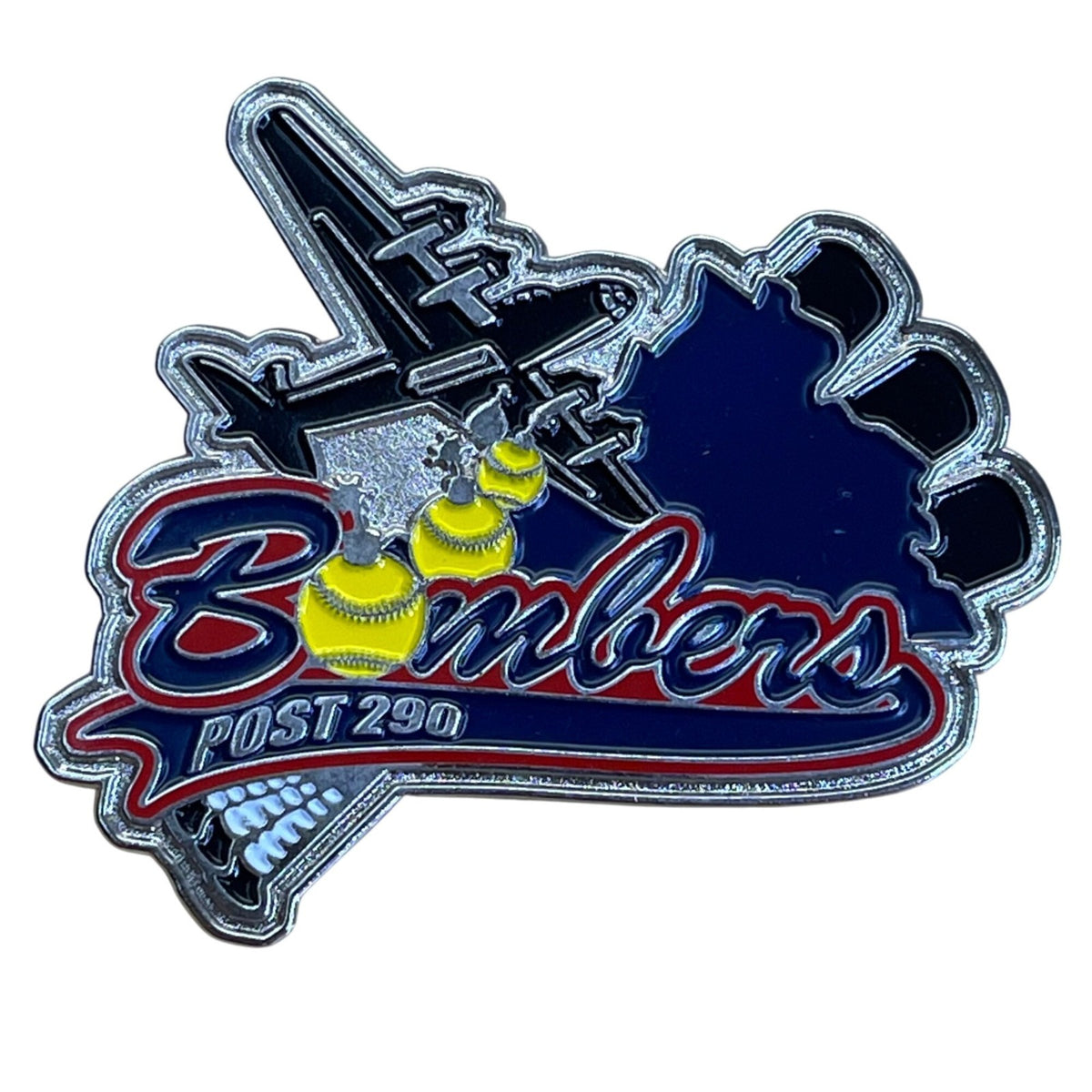 Bomber Post 290 Airplane Soft Enamel Pin With Dual Backing & Patriotic Design