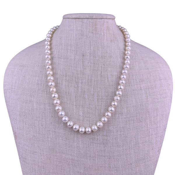 Freshwater Pearl Womens White Necklace Silver-Tone Clasp Art Deco Style 