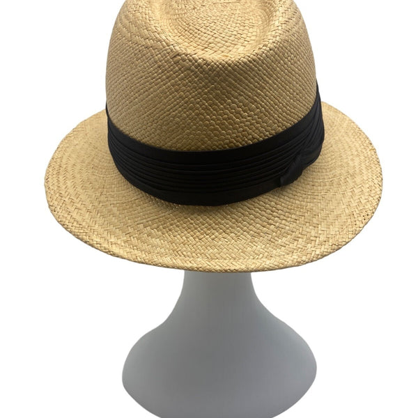 Betmar Straw Fedora Hat With Black Band For Men & Women