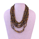 Womens Brown Gold Glass Bead Necklace Necklace 12 Strands