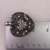Silver Tone Womens Rhinestone Filigree Puffy Heart Pendant Jewelry Statement