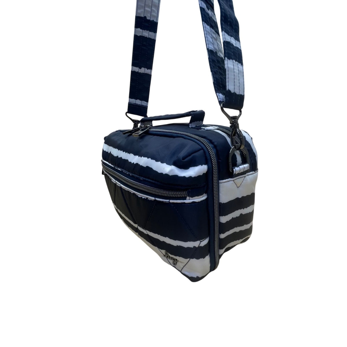 Lug Bebop Women’s Navy & White Adjustable Strap Quilted Striped Crossbody Bag