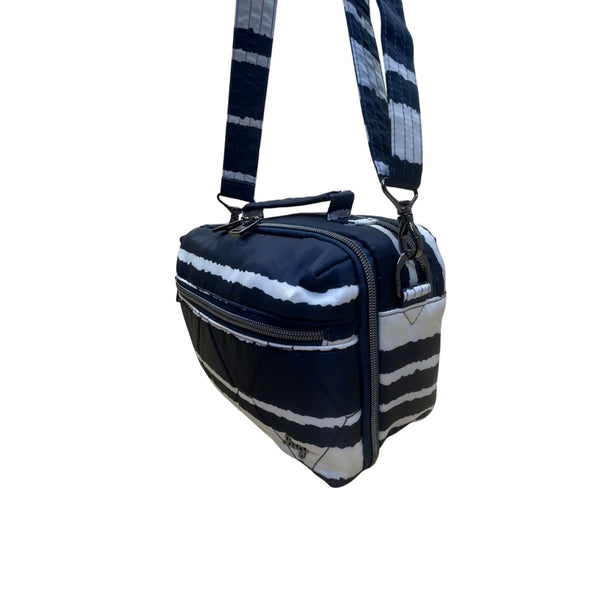 Lug Bebop Women’s Navy & White Adjustable Strap Quilted Striped Crossbody Bag