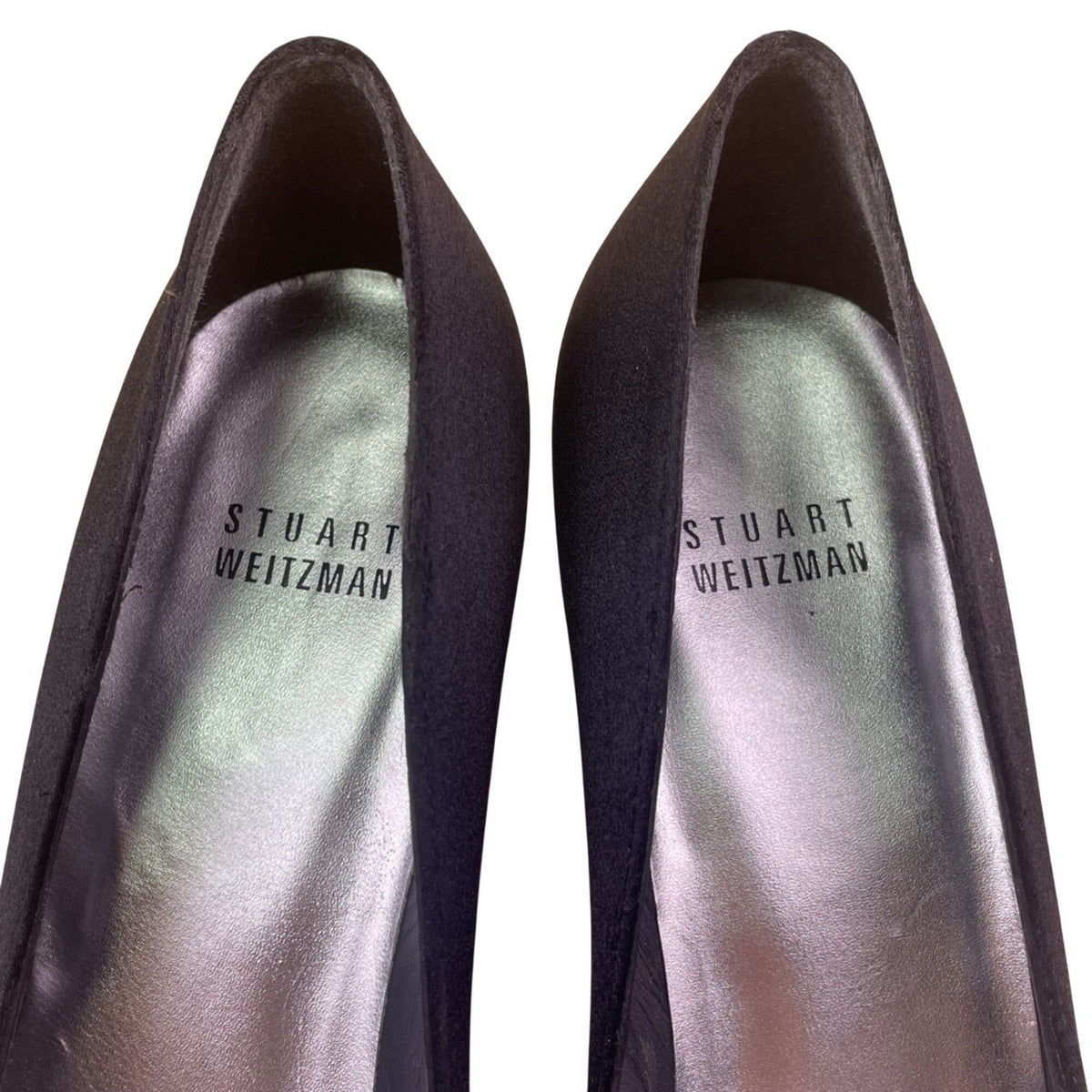 Stuart Weitzman Women’s Black Satin Rhinestoned Glotallulah Pumps Size 8N