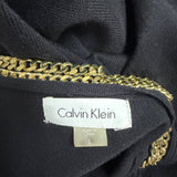 Calvin Klein Black Gold Chain Detail Cropped Cardigan Womens Long Sleeve Sz L