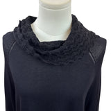 Anne Klein Black Knit Cowl Neck Sweater With Textured Collar