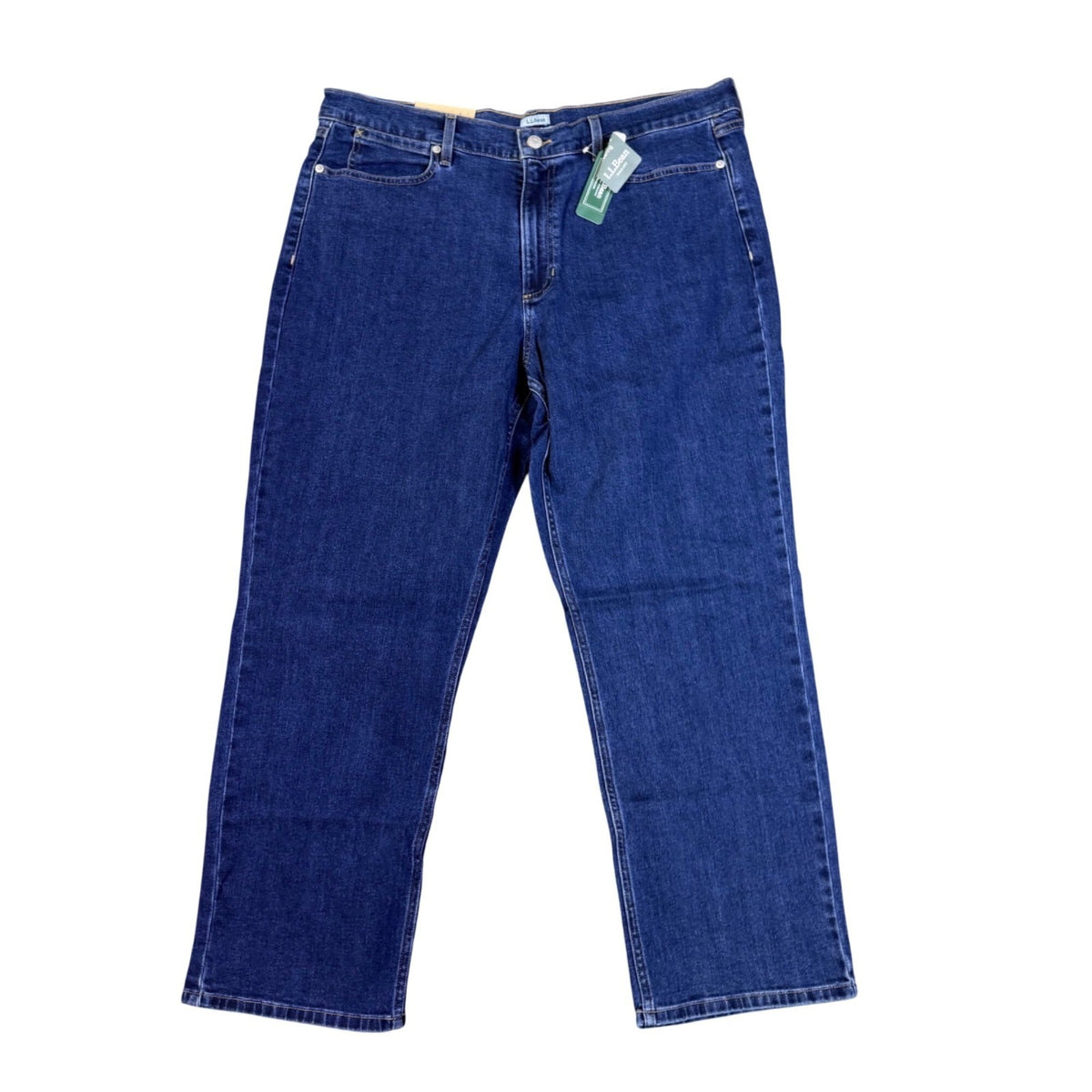 L.L. Bean Womens Dark Blue Cotton Blend Favorite Fit Straight Leg Jeans Size 18P