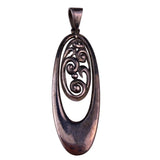 Oval Italian Sterling Silver Pendant 925 Intricate Filigree Wave Patter