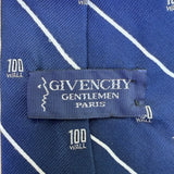 Givenchy Men Blue Silk/Polyester Striped Logo Tie Designer Accessory