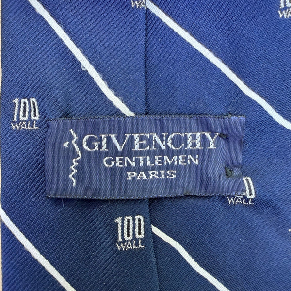 Givenchy Men Blue Silk/Polyester Striped Logo Tie Designer Accessory