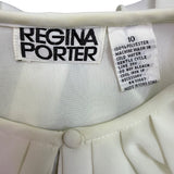 Regina Porter Womens Ivory Ruffle Front Button Long Sleeve Blouse Size 10