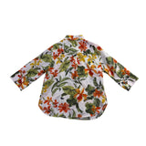 Chicos Womens White Multi Linen Button-Up Floral Shirt Vibrant Size 1 US 8