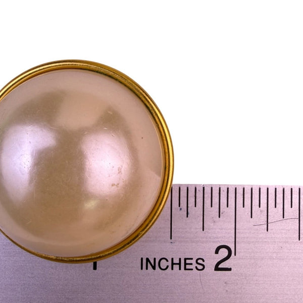 Kenneth Lane Womens Gold Tone Faux Pearl Clip-On Earrings Vintage Round Design