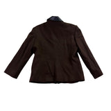 New Frontier Women’s Brown Wool Jacket Leather Trim Zip Front Vintage Size L 
