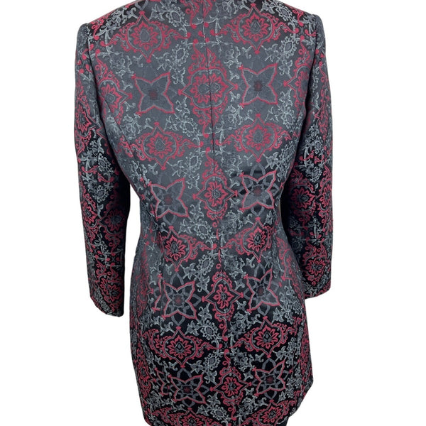 Classiques Entier Women's Black and Burgundy Floral Blazer Size 8 (EUR 38)