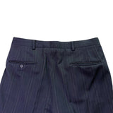 Christian Mens Navy Virgin Wool Pinstripe Suit Jacket & Pants Two Piece Set