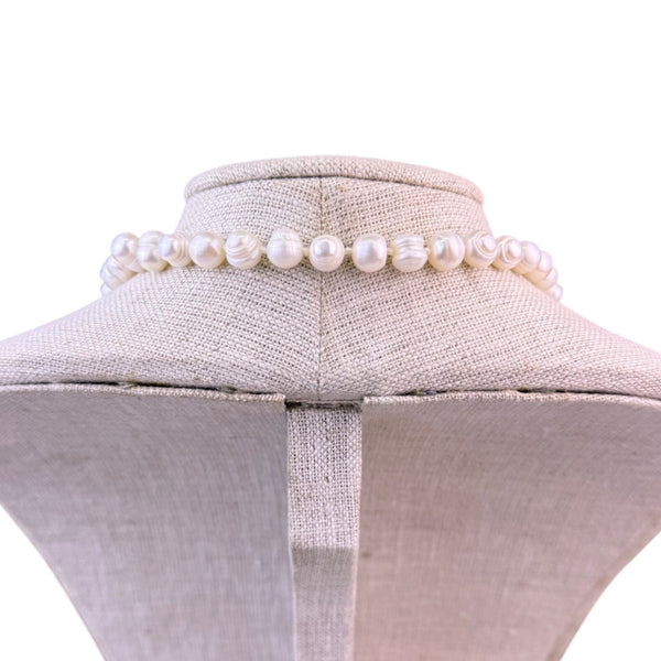 Contemporary Baroque Pearl Necklace With Black Pave Accented Spacers Elegant