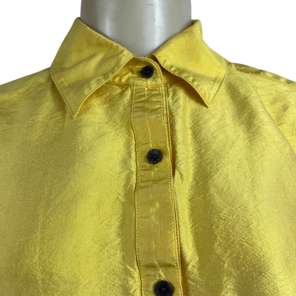 Neiman Marcus Exclusive Yellow Blouse Long Sleeve Button-Up Style