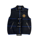 Fairline Unisex Black Fleece Sleeveless Vest Zipper Front Embroidered Sz M