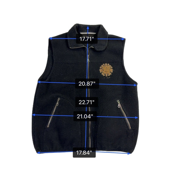 Fairline Unisex Black Fleece Sleeveless Vest Zipper Front Embroidered Sz M