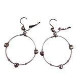 Silver Tone Womens Mixed Bead Hoop Earrings & Wire Bangle Bracelet Set