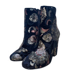 Aldo Women’s Black Velvet & Gold Sequin Floral Decor Fiery Ankle Boots Size 6