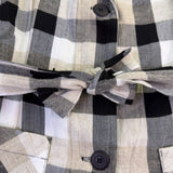 Ellen Ashley Womens Beige/Black Plaid Blazer Jacket Tie Waist Size M