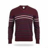Gap Mens Burgundy Cotton Blend Stripe V-Neck  Medium Lightweight Casual Knit