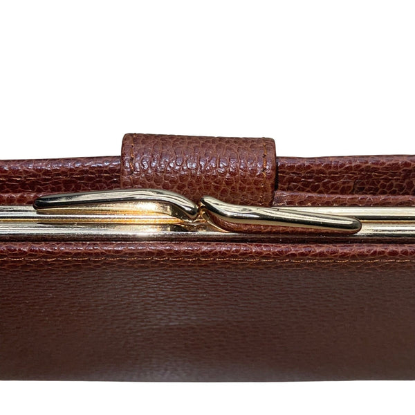 SB Women’s Brown Embossed Leather Gold-Tone Snap Closure Foldable Wallet