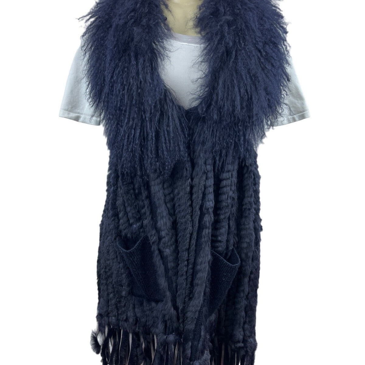 Moma Women’s Navy Blue Sweater with Outer Pockets Wool - One Size