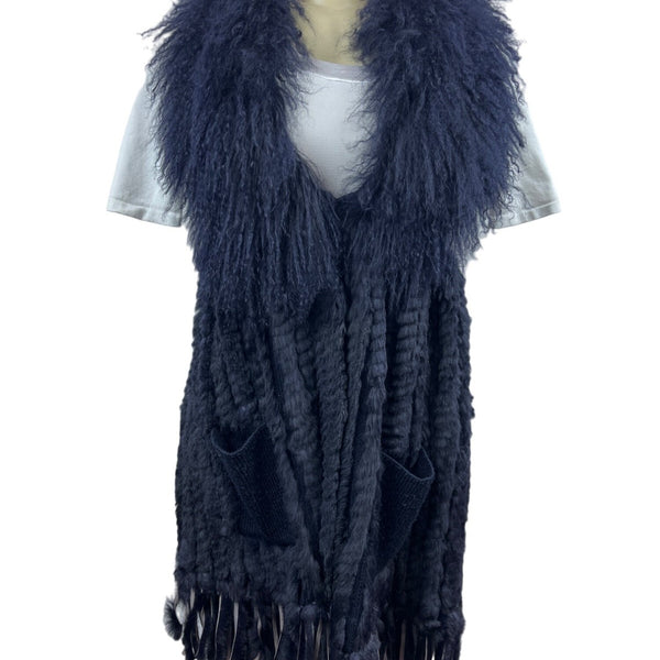 Moma Women’s Navy Blue Sweater with Outer Pockets Wool - One Size