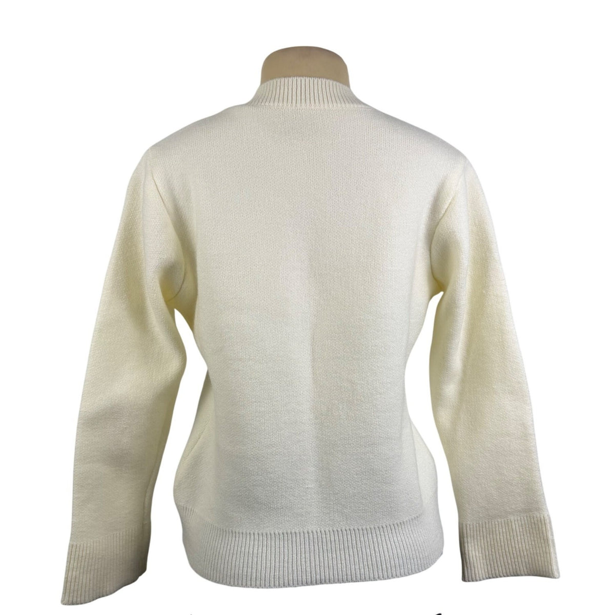 Womens Cream Button-Up Cardigan Sweater Long Sleeve Lightweight Knitted