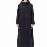 Fleet Street Womens Black Polyester Hooded Trench Coat Button Closure Size 10