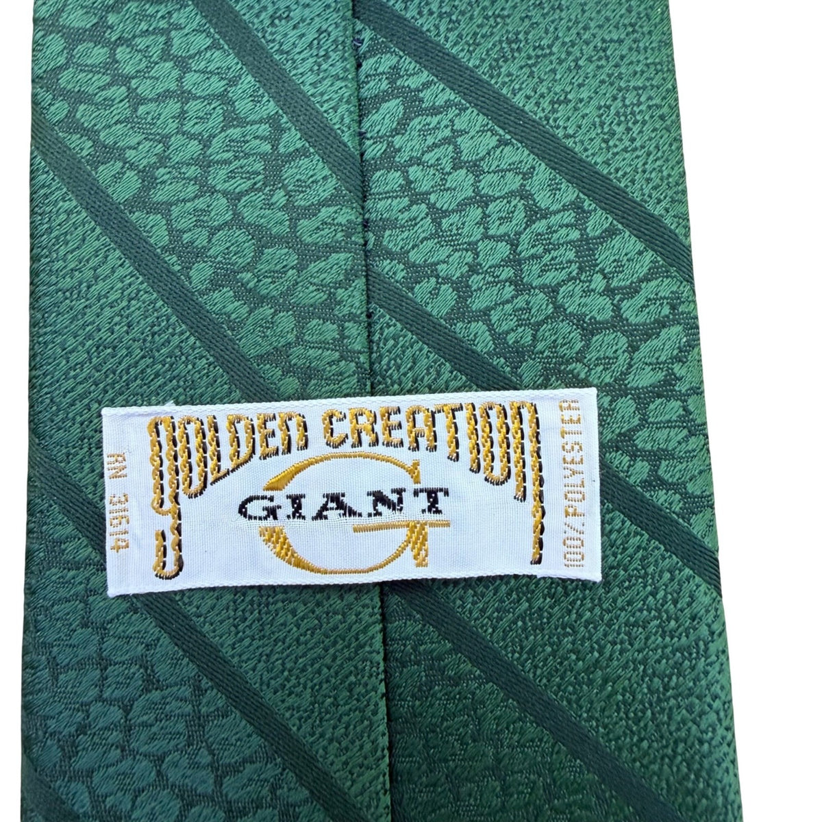 Golden Creation Mens Green Necktie Textured Striped Design 