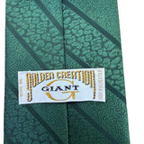 Golden Creation Mens Green Necktie Textured Striped Design 