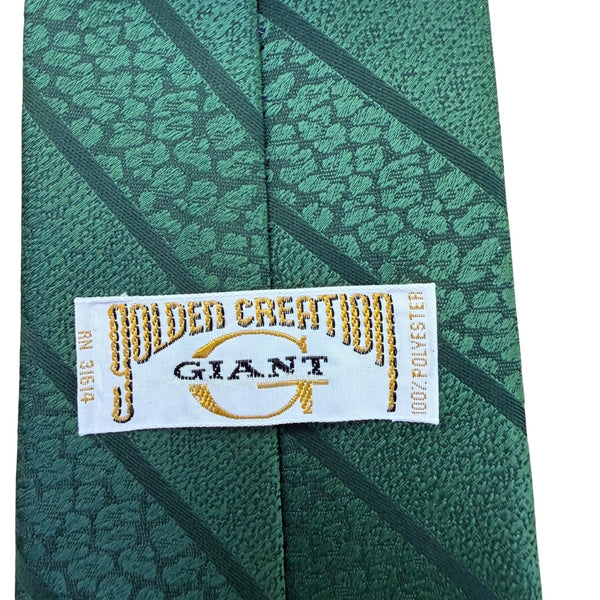 Golden Creation Mens Green Necktie Textured Striped Design 