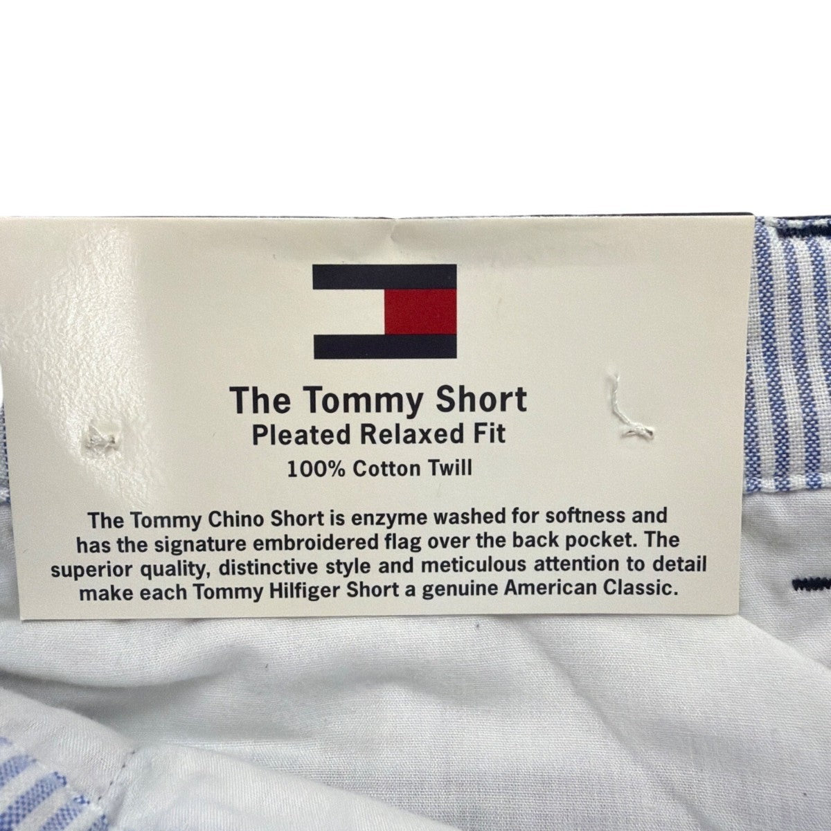 Tommy Hilfiger Mens Navy Cotton Shorts Relaxed Pleated Fit Casual Style Size 31