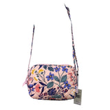 Vera Bradley Women’s Pink Quilted Floral Adjustable Strap Evie Crossbody Bag