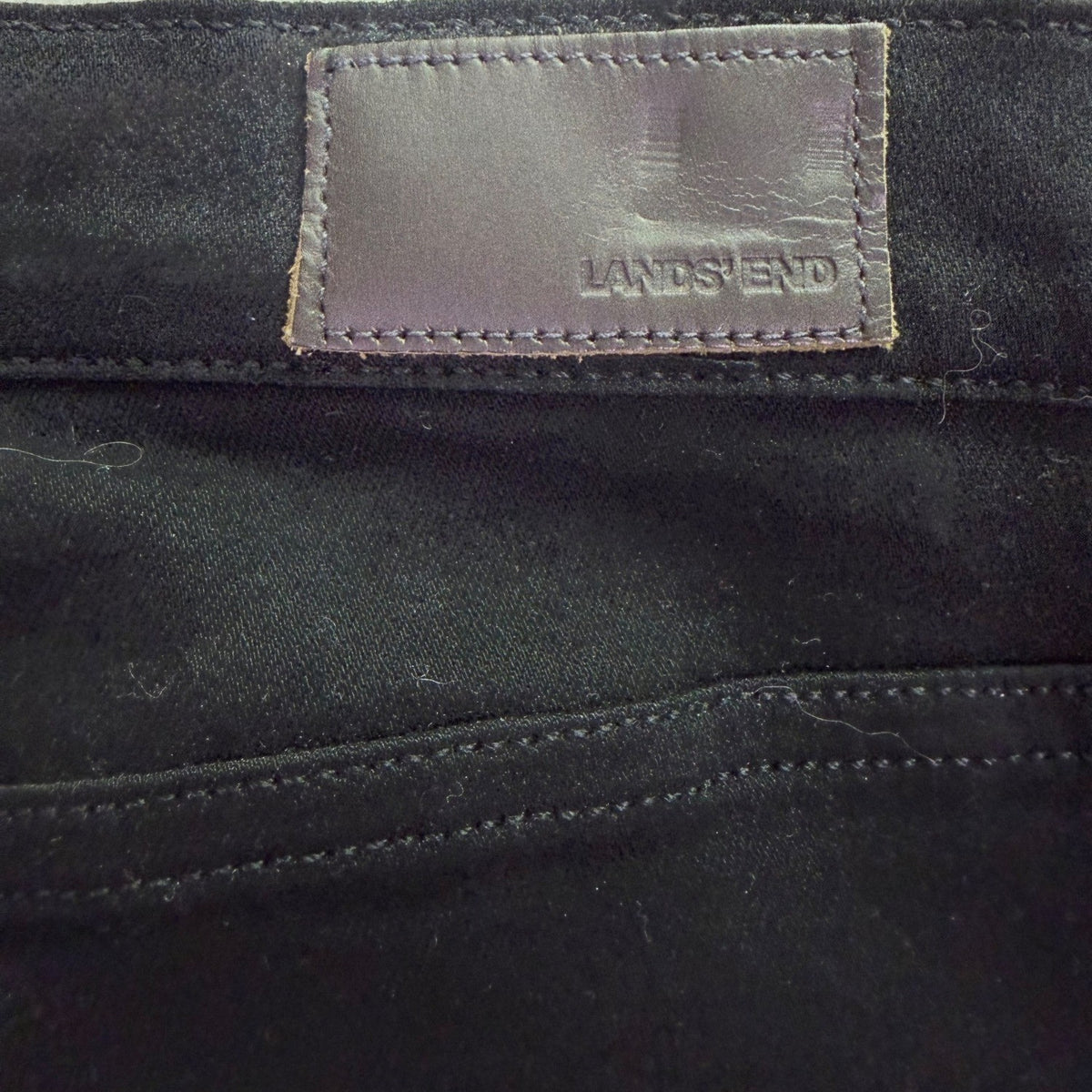 Lands End Womens Black Slim Fit 5-Pocket Stretch Denim Jeans Size 16
