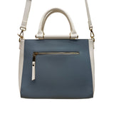 Madison West Women’s White & Blue Faux Leather Dual Handles Crossbody Satchel