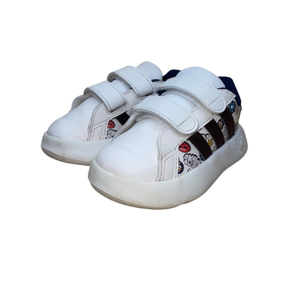 Adidas Kids White Floral Cartoon Print Adhesive Strap Sneakers Size 7K