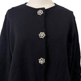 Talbots Women’s Black Merino Wool Cardigan With Embellished Buttons Sz P