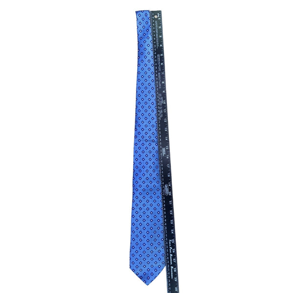 Royal Classic Mens Blue Silk Necktie Geometric Pattern Tailored For Tom James