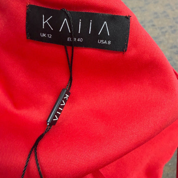 Kaiia Womens Red Linen-Cotton Sleeveless Mini Dress Square Neck Size 12