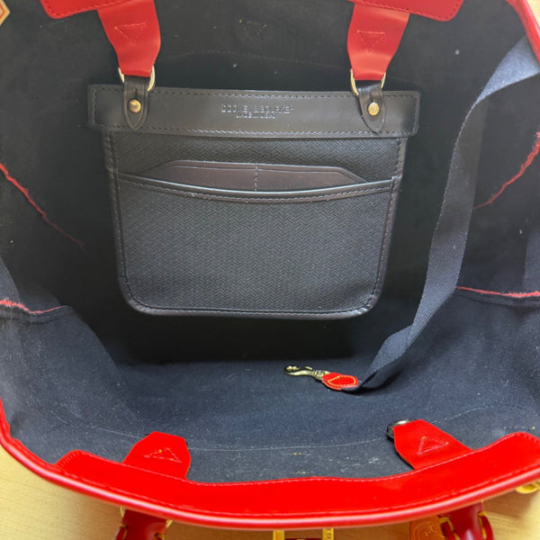 Dooney & Bourke Womens Red Canvas & Leather Shoulder Tote Bag Adjustable Strap