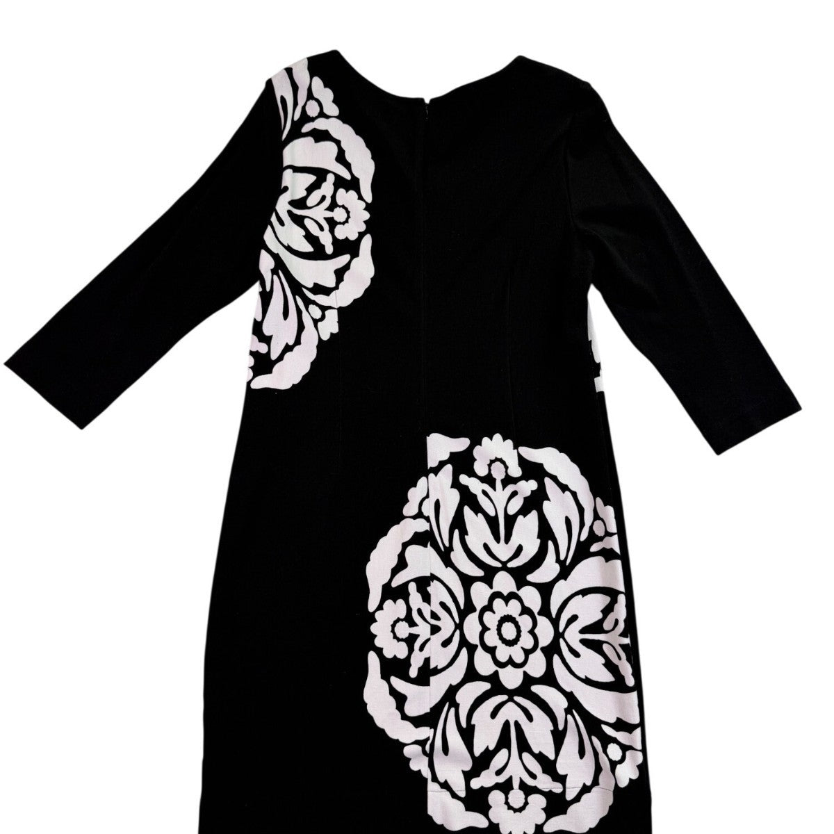 Just Taylor Womens Black & White Rayon/Nylon Patterned Shift Dress Size 14