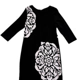 Just Taylor Womens Black & White Rayon/Nylon Patterned Shift Dress Size 14