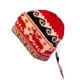 Steffner Red/Gray/White Womens Knitted Patterned Beanie Hat Winter Accessory